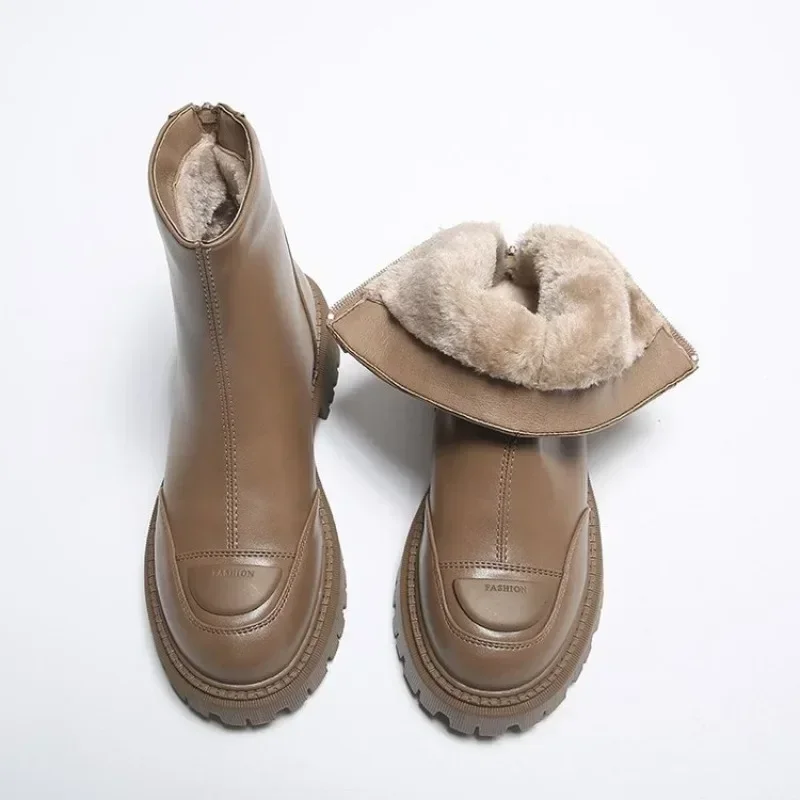 2023 New Winter New Ankle Boots Women Platform Leather Chelsea Boots Female Round Toe Elastic Thick Sole Shoes Ladies Zapatos