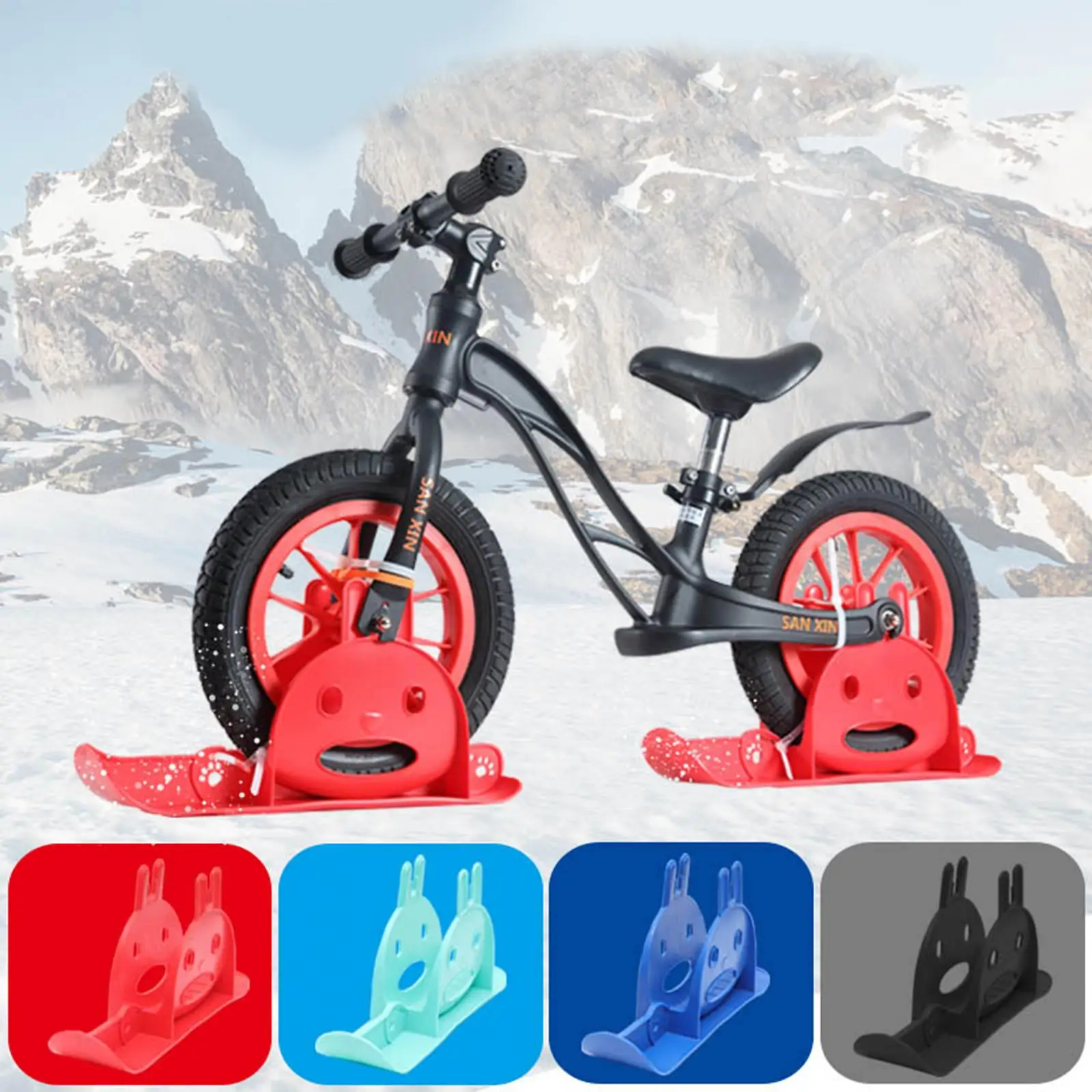 Ski Balance Bike Sled, Skiing Sleigh Outdoor Toboggan Bike Ski Sledge for Holiday 10/12inch Balance Toy Sledding