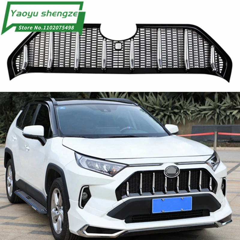 

Решетка для Toyota RAV4 2019 2020 2021 5th China, открытая заправленная решетка «черного рыцаря», передний центральный гриль, декоративные аксессуары