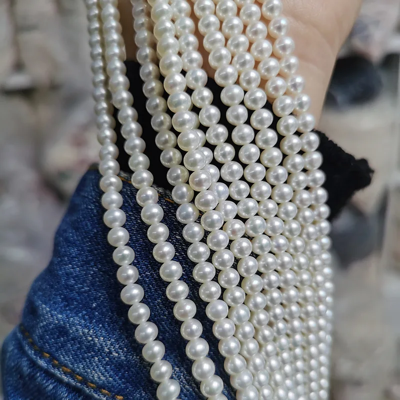 

Fashion Round Flawless Glare 4.5-5mm Natural Freshwater Pearl DIY Semi-Finished Necklace Jewelry Accessories Bracelet Earrings