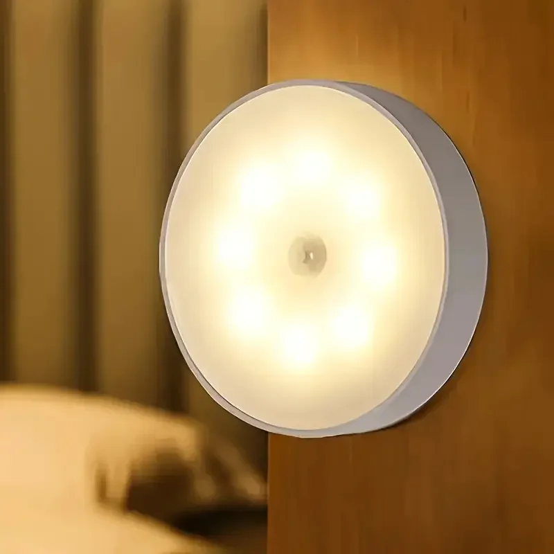 에너지 절약 Led 터치 센서 야간 조명 USB 충전식 자기 벽 조명 룸 통로 침실 라운드 휴대용 야간 램프