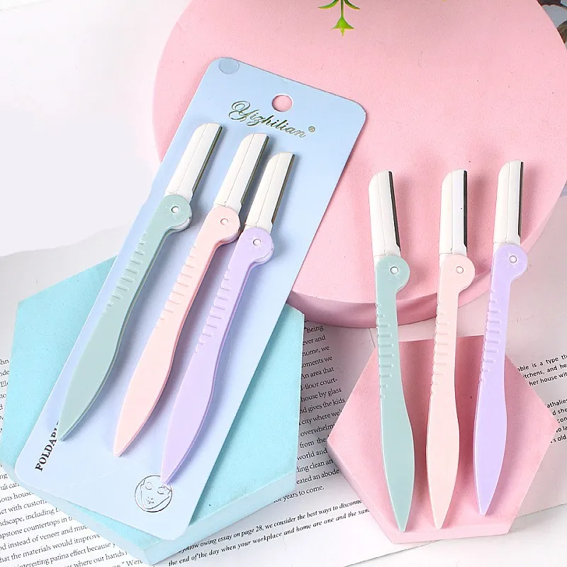 

3pc/set Eyebrow Trimmer Portable Eyebrow Razor Shaver Eye Brow Shaper Shaping Tool Scissors Facial Hair Remover Makeup