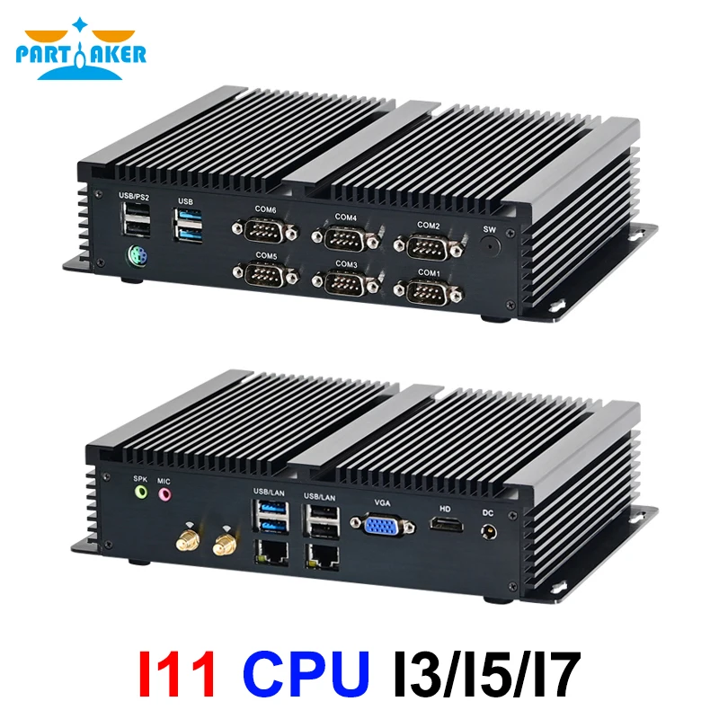 Fanless Industrial Mini PC Intel i7 10510U 8550U 7560U i5 8250U 7267U 2*intel i211 6*COM RS232 RS422 RS485 Mini Computer HTPC yohirs cheapest mini industrial pc core i5 8250u i3 8130u 2xddr4 rs422 485 com 4g sim card vehicle fanless embedded computer