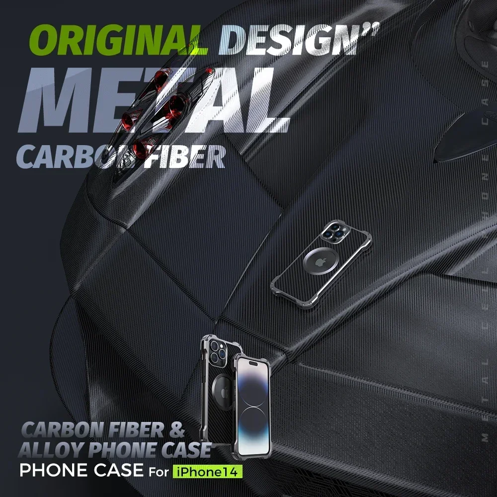 Premium Metal Bumper Carbon Fiber Case - Anti-Scratch & Shockproof Heavy Duty Cover