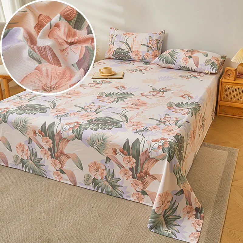 Bonenjoy Flat Bedsheet 100% Cotton Bed Linen Printed Bed Sheets Skin-friendly Flat Sheet sabanas para cama (No Pillowcase)