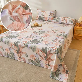 Bonenjoy Flat Bedsheet 100% Cotton Bed Linen Printed Bed Sheets Skin-friendly Flat Sheet sabanas para cama (No Pillowcase)