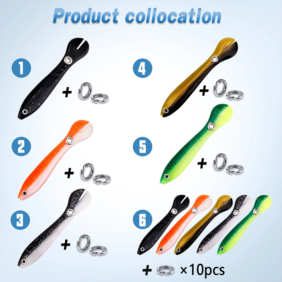 6 Leurres Souples 3D Bioniques Pliables - Tailles 6.5/12.5/16cm - Pour Pêche En Mer Ou Rivière