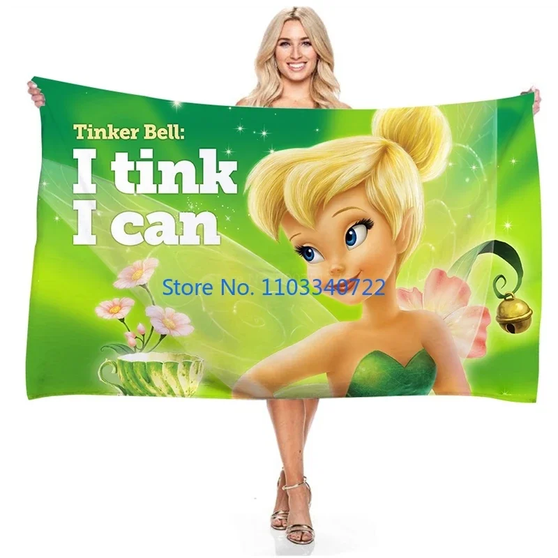 

Банное полотенце Tinker Bell с 3D рисунком, Пляжное уличное полотенце принцессы для детей и девочек, для водных видов спорта, плавания, 75 х150 см