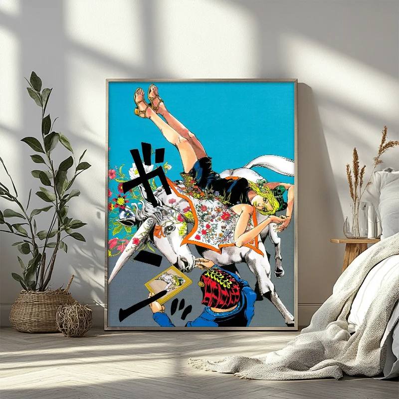 Anime JOJO Bizarre Adventure Retro Poster Canvas Wall Art Printing Waterproof Home Living Bed Room Bar Hallway Aesthetic Decor 4