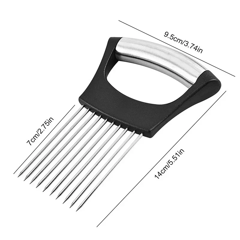 Fruit Slicer Onion Slicer Holder Onion Slicer Vegetable Slicer Vegetable Cutter Potato Slicer Apple Slicer Apple Cutter Food Slicer Cutting Holder Kitchen Accessorie Tool Stainless Steel Onion Needle Fork Tomato Cutter Gadgets For Home