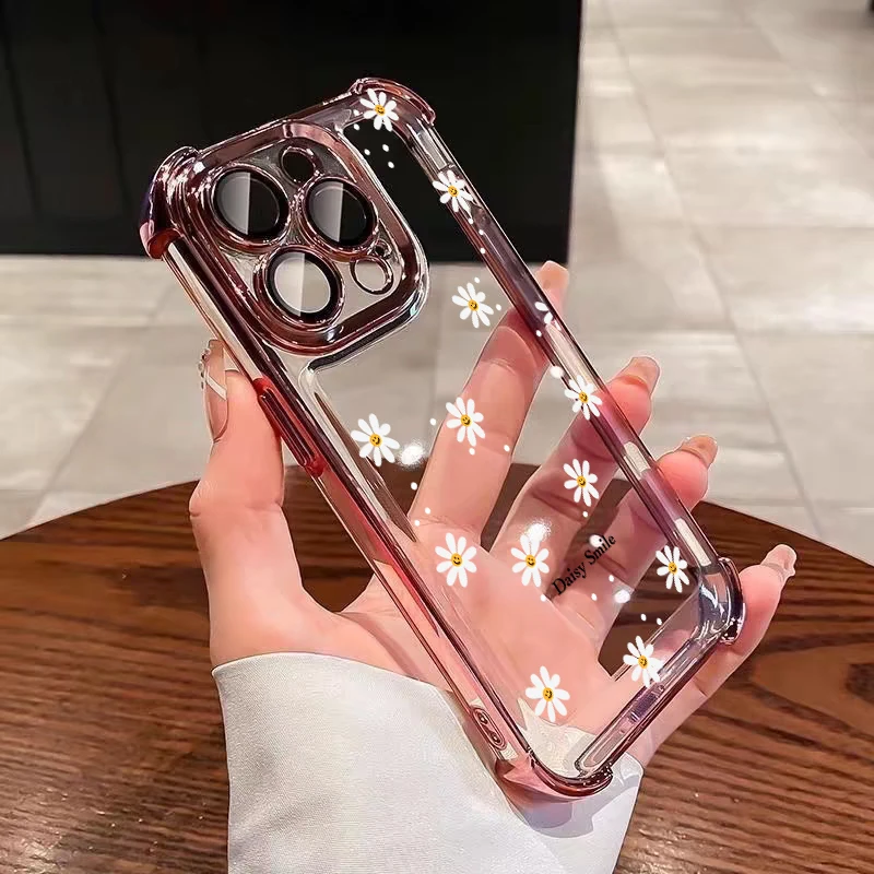 Chic Pink Lily Flower Daisy TPU Shockproof Phone Case