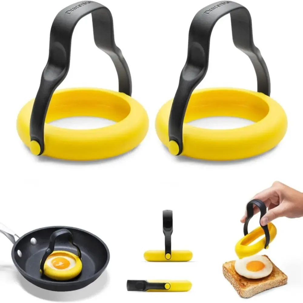 Cooking Gadgets Fried Egg Mold 3-in-1 Flips Easy to Make Egg Tools DIY with handle No-Leak Ring for Breakfast egg mold egg ring 1/ 2pcs