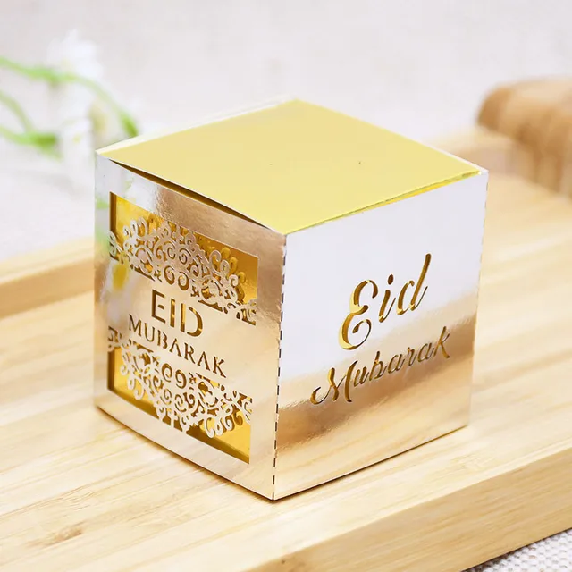 5/10pcs Eid Mubarak Chocolate Candy Box Ramadan Kareem Favor Gift Box Islamic Muslim Festival Happy Al-Fitr Eid Party Supplies silver
