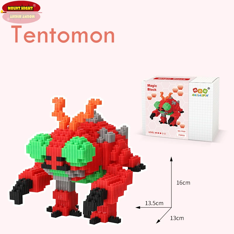 DIY Digimon Small Building Cartoon Agumon Animal Model Education Game Graphics Digital Monster Blocks Kids Gift Educational Toys wooden cubes Blocks