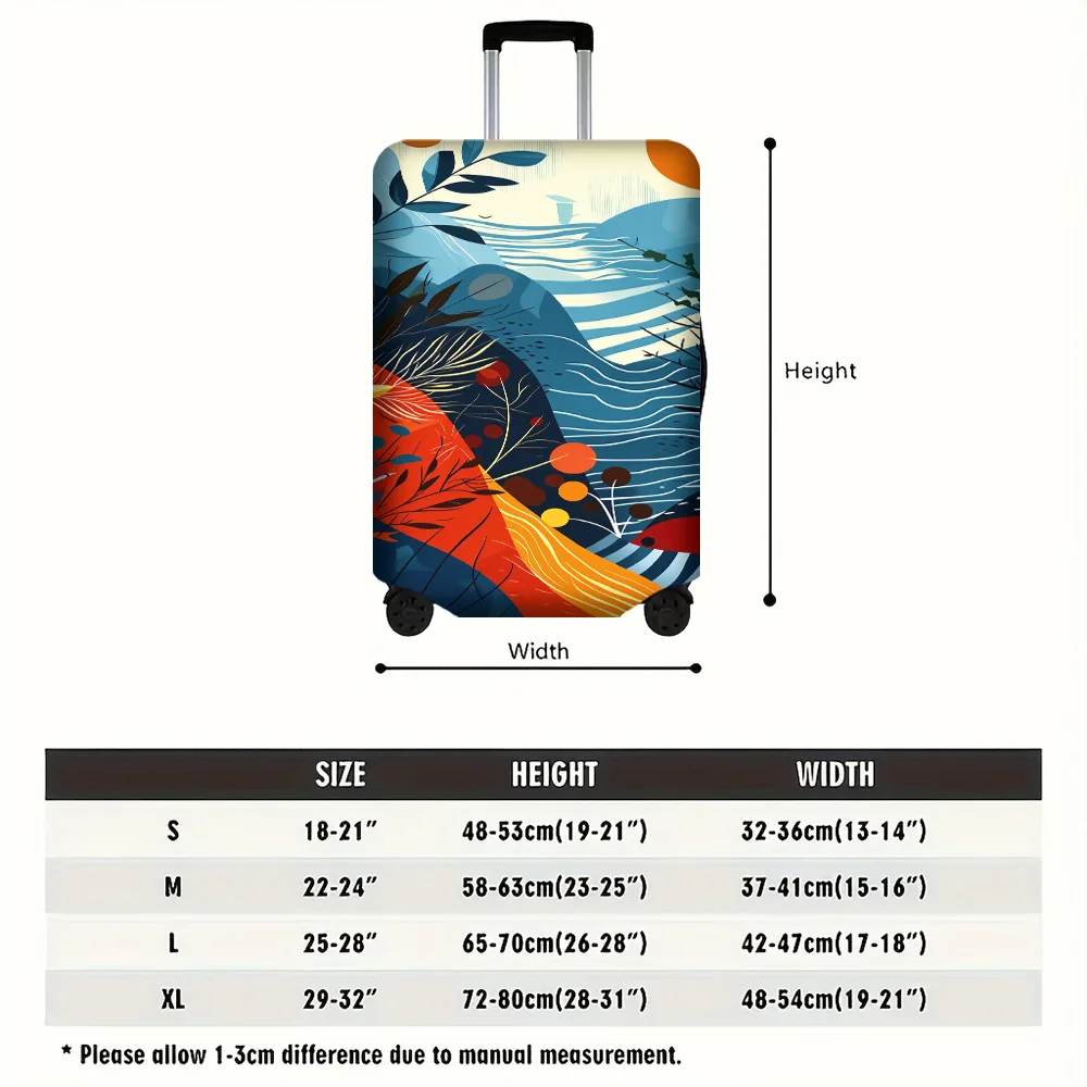 1PC 추상적인 풍경무늬 수하물 커버(18-32 사이즈) ; 풍경이 그려진 세련되고 튼튼한 여행용 액세서리