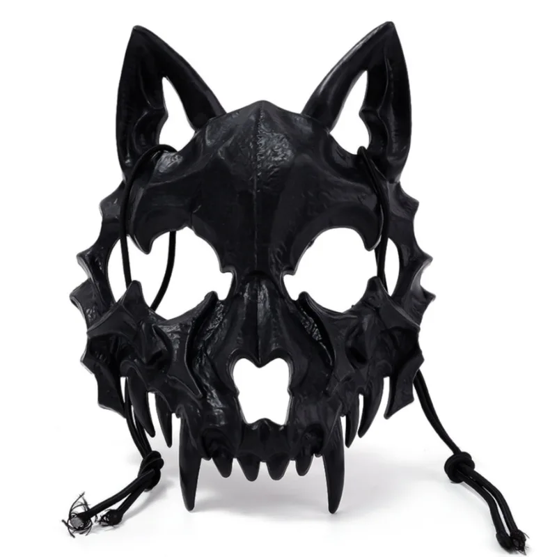 Halloween Cosplay Mask Adjustable Strap Tiger Devil Human Skeleton Thrilling Masks Halloween Paintable Plastic Facepiece Props