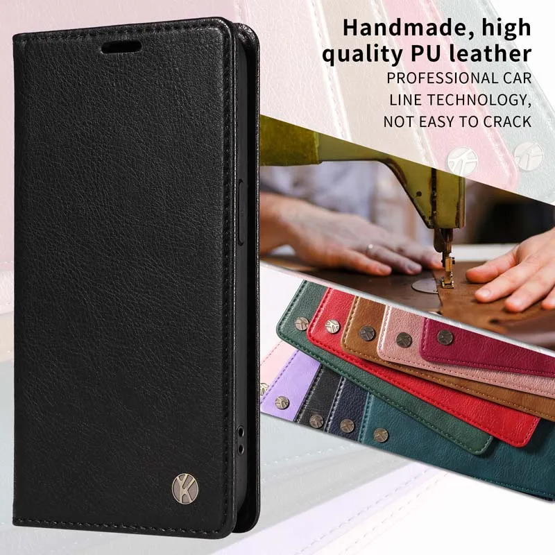 Leather Magnetic Flip Wallet Case with Card Holder