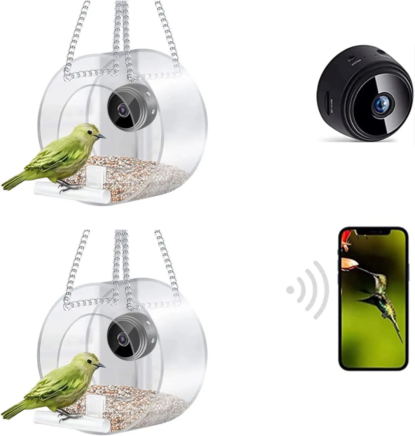 Bird Feeder Camera 1080P HD Outdoor Bird Watching Proof Resistant Water Clear Transparent Feeders House