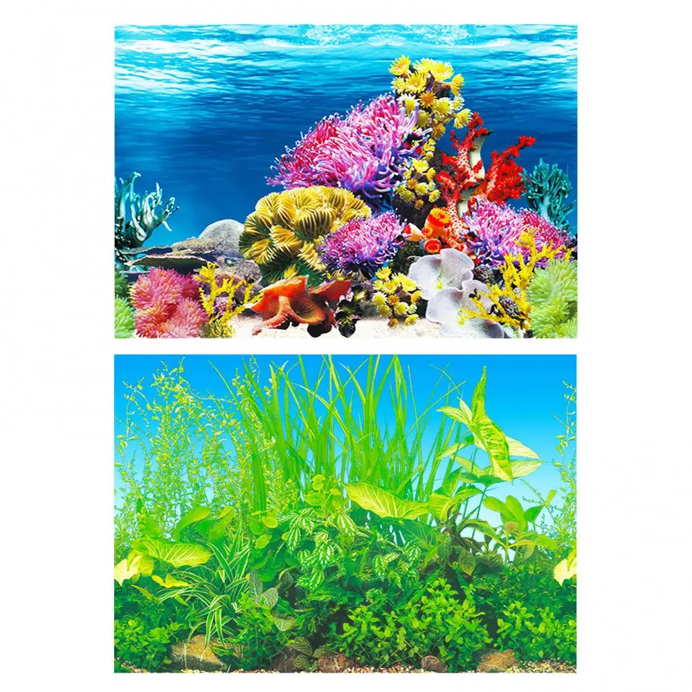 Aquarium Background Poster Ocean Self-adhesive Fish Tank Backdrop Sticker Decor 3D PVC Adhesive Sticker Fish Underwater World