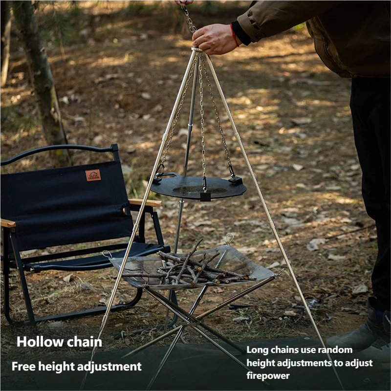 Outdoor BBQ Triangular Multifunctional Detachable Grill Pot Rack