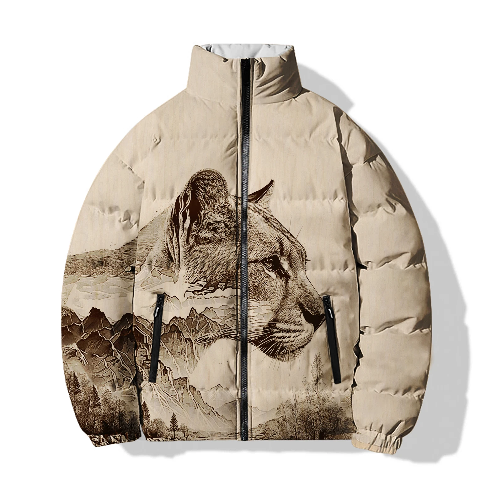 thumbnail image 1 of Abrigo de invierno con estampado 3D de tigre para hombre, parka de moda, abrigo cálido de invierno para hombre, chaquetas duraderas y frescas para el frío para hombre, 1 of 4