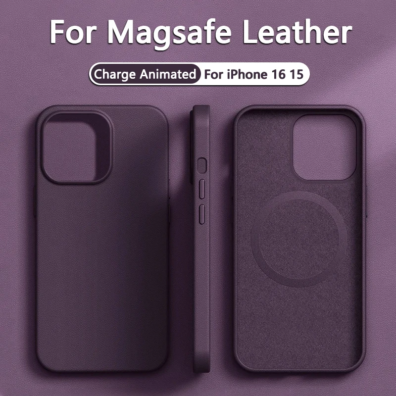 Premium Magnetic Leather Case with Wireless Charging Support