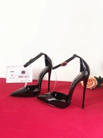 Customized 12cm Ultra High Heels Black Lacquer Classic Thin Heel Bottom Shallow Mouth Fun Women's High Heel Sandals - Image 2