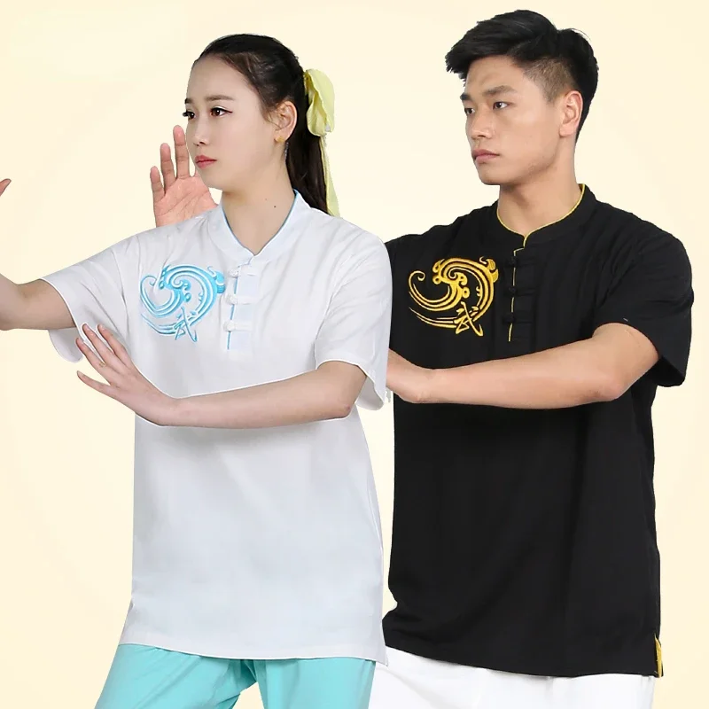Martial Arts T-shirt Short-sleeved Clothing Kung Fu Shirt Classic Uniform Kung Fu Men's Shirt Summer Embroidery Top