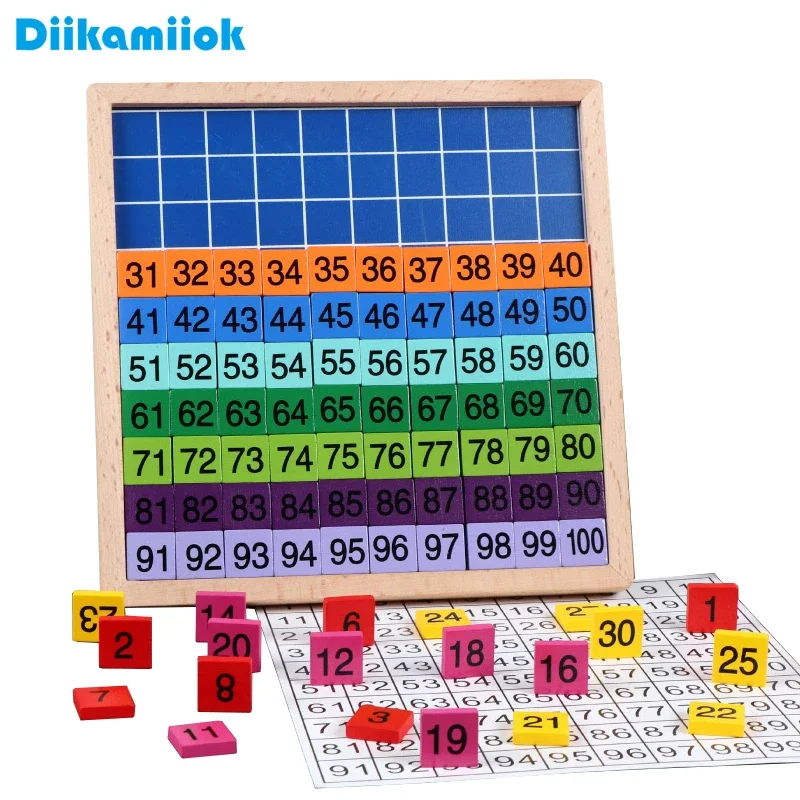 Colorful 1-100 Number Wood Blocks educational toys building blocks toys math toys Kids Montessori Educational Wooden Math Toys for Children Digital Learning Toy