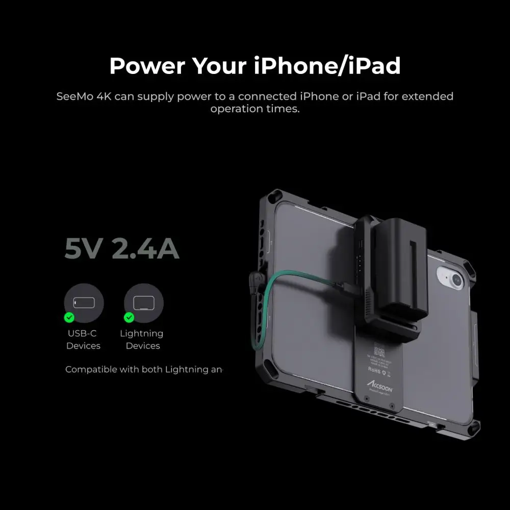 ACCSOON Seemo 4K Video Capture Card for iPhone iPad IOS HDMI-compatible 1080P60 for Camera Live Streaming Record Video Monitor