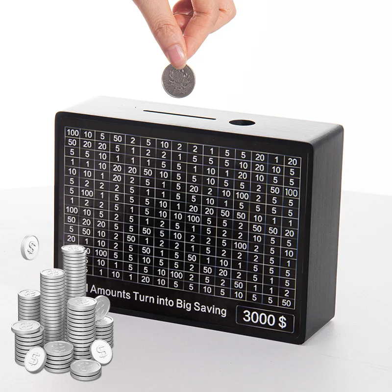 Money Box 1000 2000 3000 5000 10000 Euro USD Piggy Bnak with Counter Wooden Saving Goal and Numbers Boxes alcancias wooden piggy bank wooden money box piggy bank