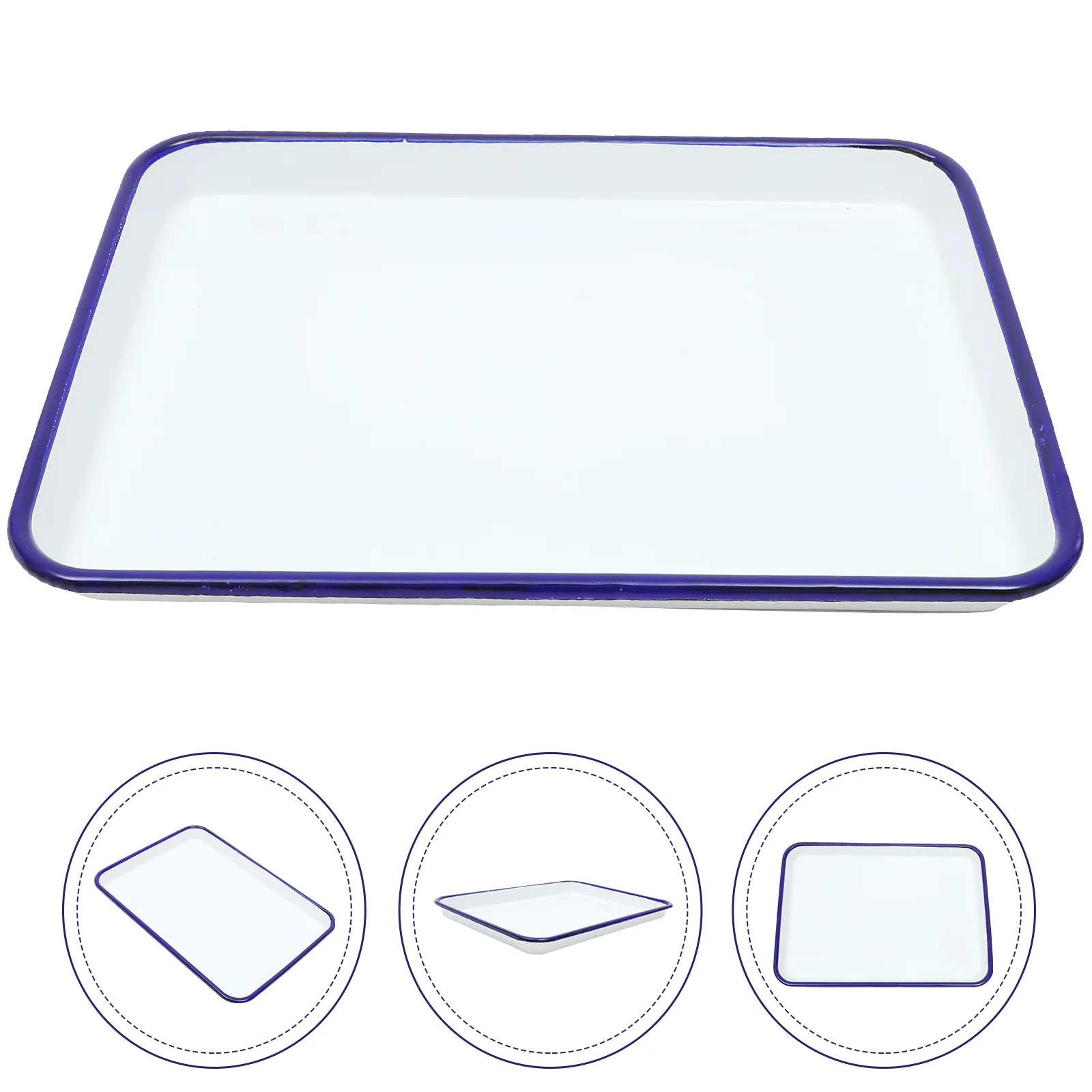 

White Enamel Baking Cookie Sheet Enamelware Roll Pan Ceramic Baking Pan Rectangular Roasting Pan Oven Dish Pancake Baking Tray