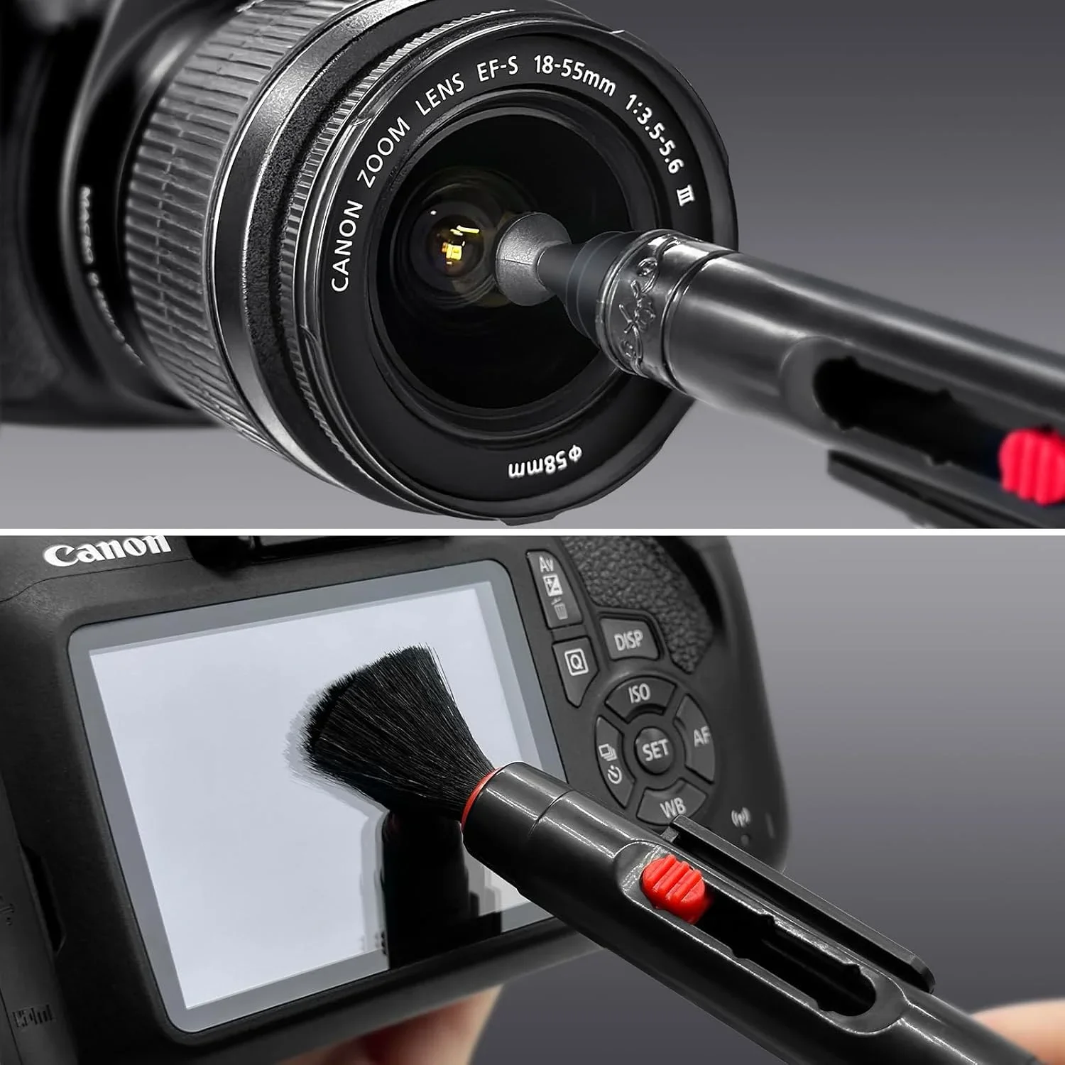 Kit di Pulizia Multiuso per Lenti Fotografiche, Spray Detergente per Schermi, Soffiatore d'Aria e Spazzola per DSLR, Laptop, Tastiere e Schermi di Telefoni - immagine 4