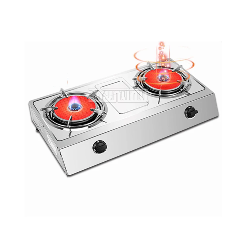 цена Double Stove Gas Stove Household Stainless Steel Infrared Gas Cooktop Desktop Estufas A Gas