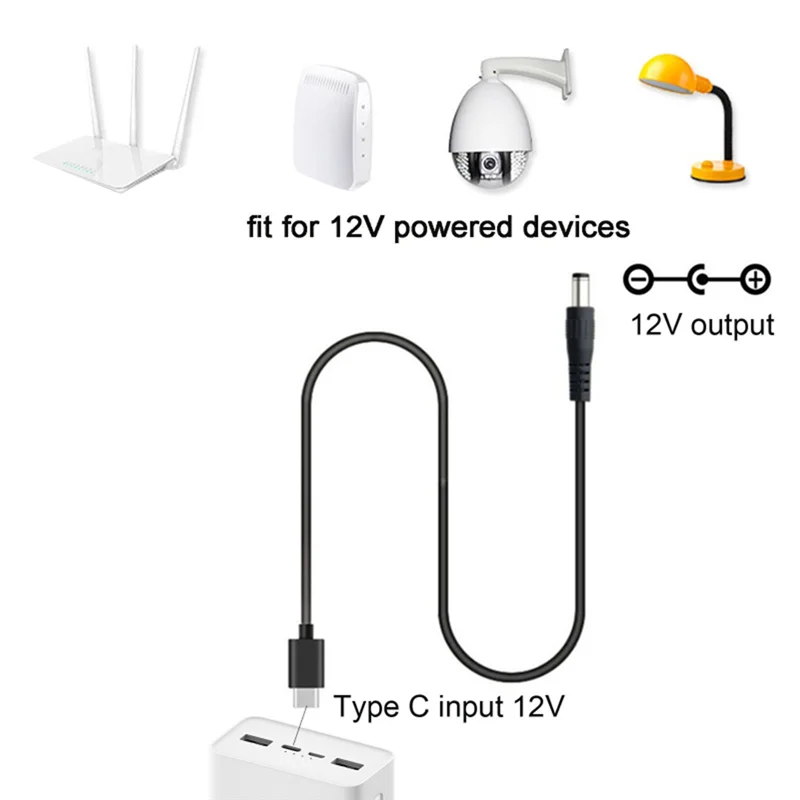 A45U USB C Type C PD To Power Supply Cable For Wireless Router Laptop LED Strip Speaker CCTV Camera DVR 1.2M