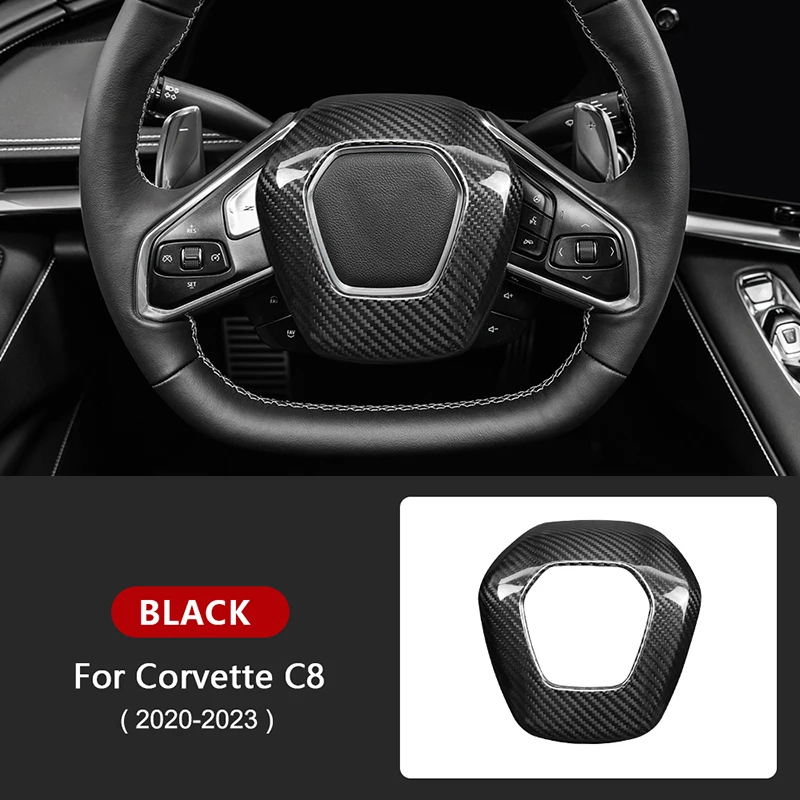 Carbon Fiber Steering Wheel Logo Border Frame Trim For 2020-25 Corvette C8 Parts for Sale
