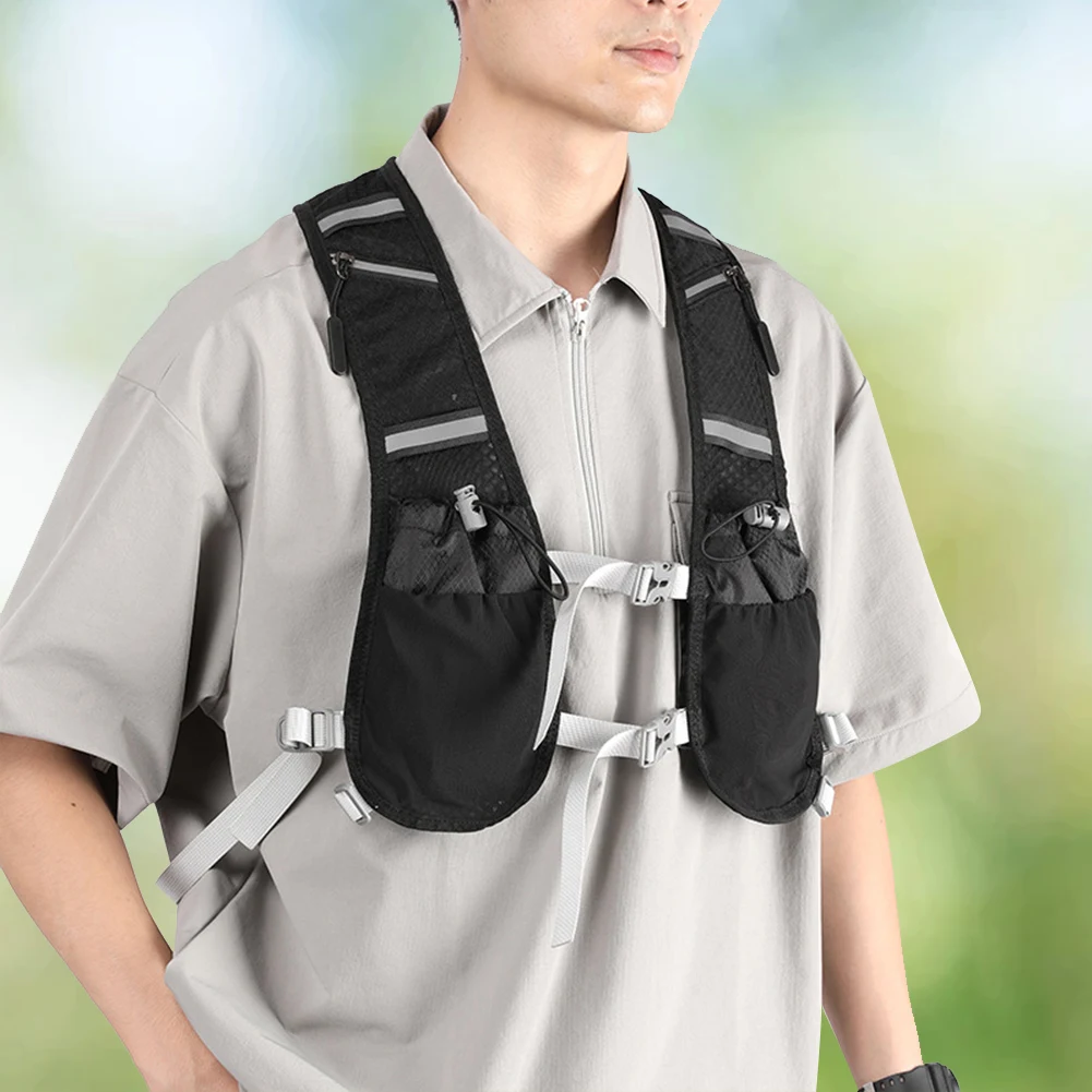 Hydration Running Vest Reflective Hydration Vest Multi-pockets Hiking Pack Lightweight Cycling Backpack for Men Women
