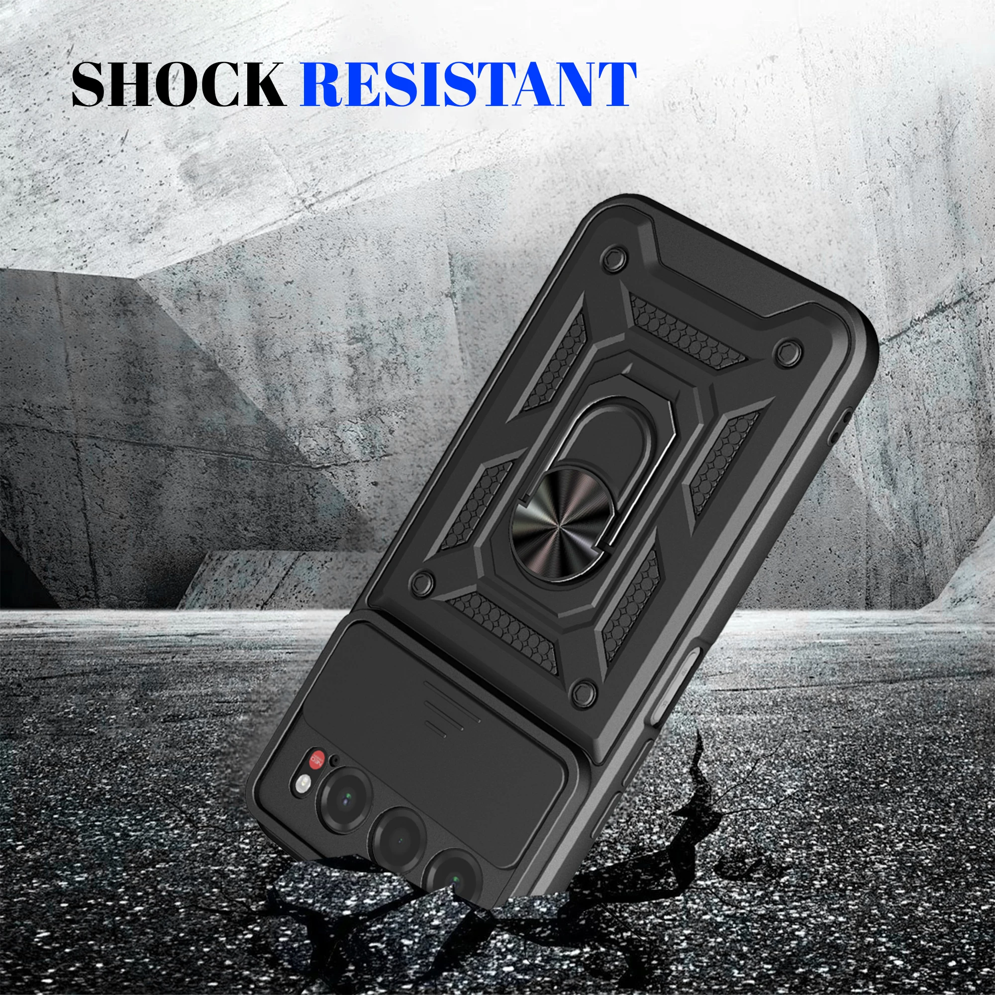 Premium Protective Phone Case with Slide Camera Cover & Ring Kickstand