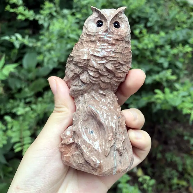 

Jade Owl Carving Statue Natural Gemstone Room Decoration Healing Crystal Animals Figurines Reiki Carved Stones 1pcs