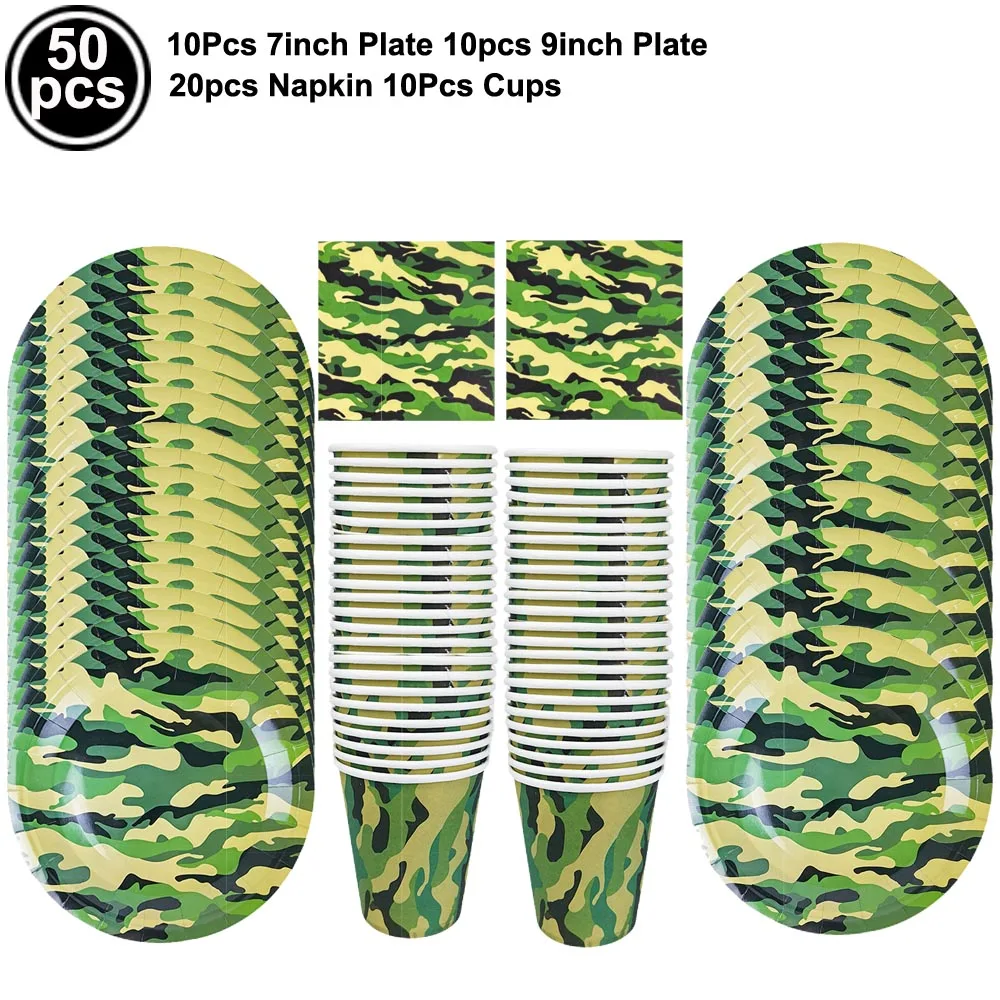 Military-Themed Camouflage Balloon Decorations for Boys' Birthday Party Supplies