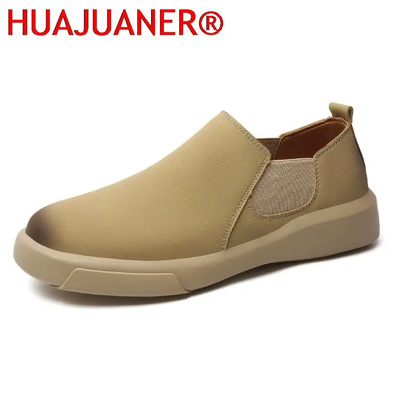 

Men Casual Leather Shoes Big Size 38-47 Fashion Men's Flats Leisure Walk Loafers Tide Outdoor Shoes Fashion Slip on Sneakers Man