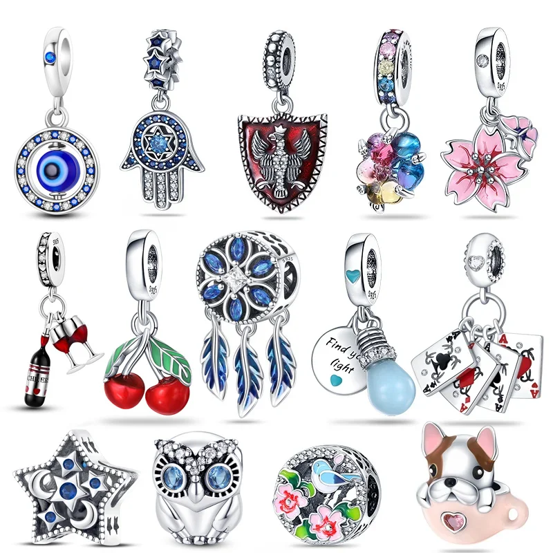 

925 Silver Shiny Daisy Poker A Charms Beads For Original Pandora Bracelet Necklace Making DIY Fashion Jewelry Gifts
