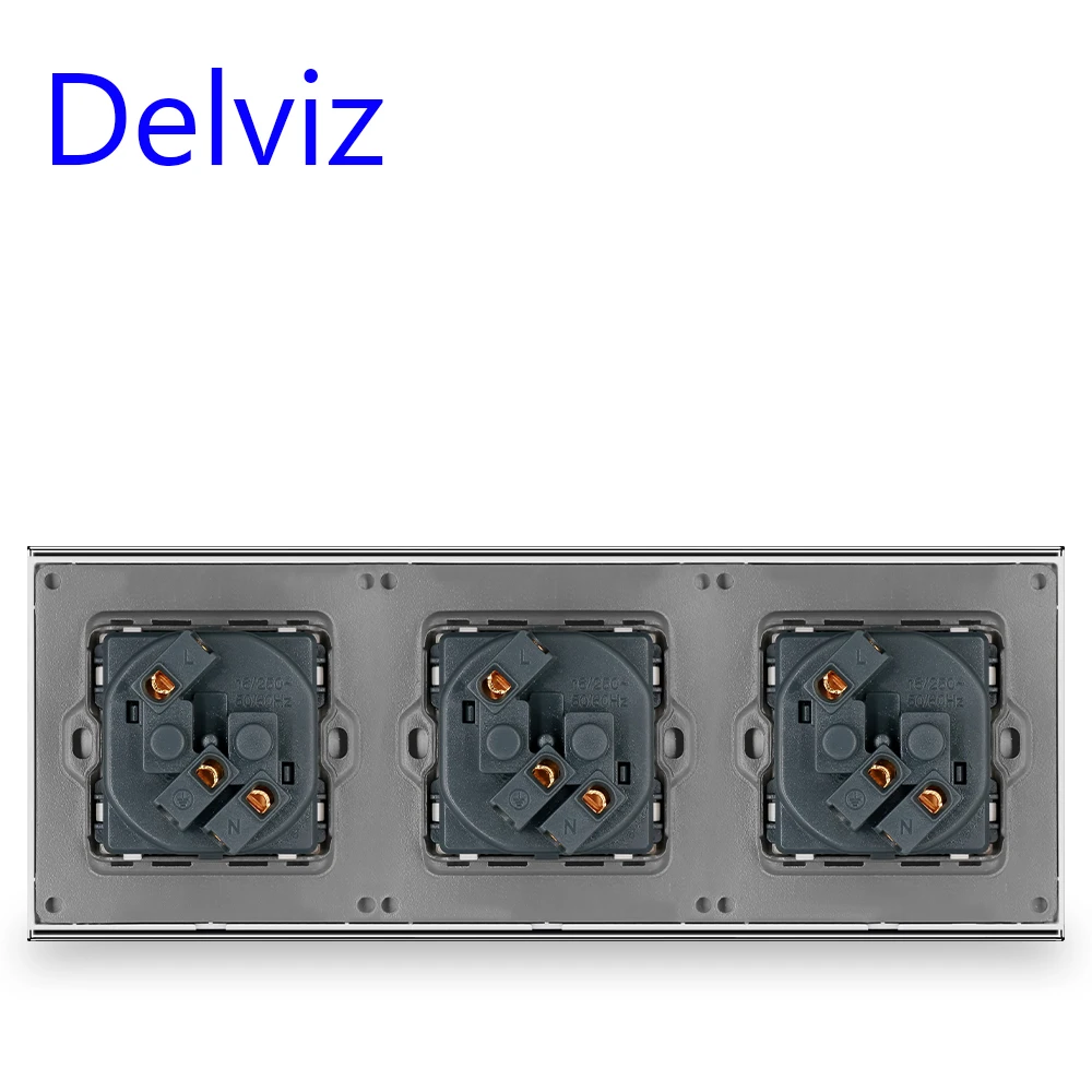 Delviz-UE Tomada de Parede Padrão, 3 Gang