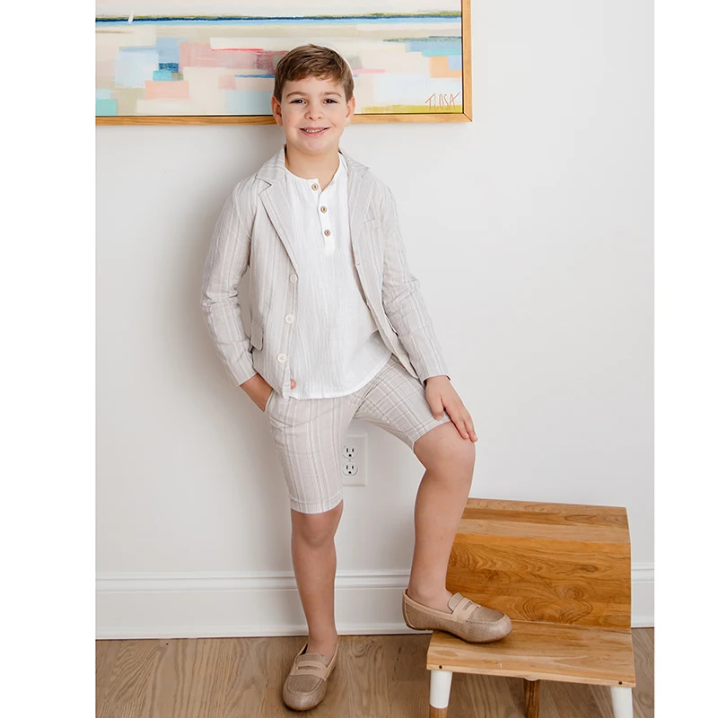 AP Boys SS24 Dressy Coordinates New Style Boys Fashion Blazer Cotton Children Overalls Kids Short Pants, #6606 4