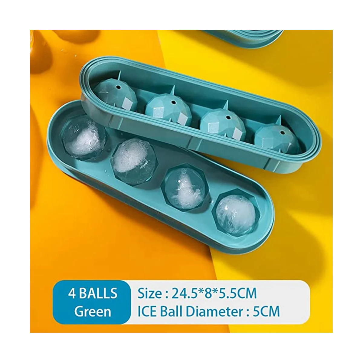 Round Ice-Cube Tray, Reusable Easy-To-Release Ice Ball Mold Tray for Whiskey, Cocktails Ice Ball Manufacturing Orange