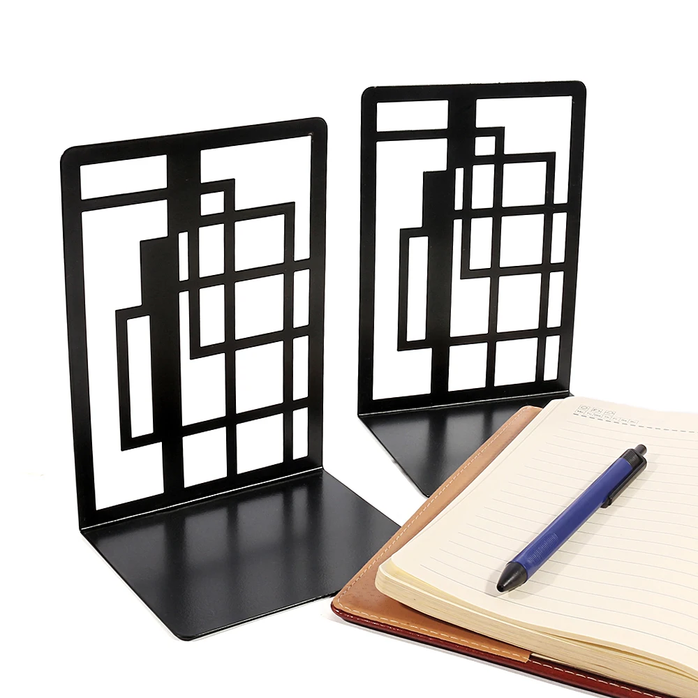 Hollow-out Metal Bookends Hourglass Design Metal Bookends for Home Office Decorative Book Stoppers Book Holders 2