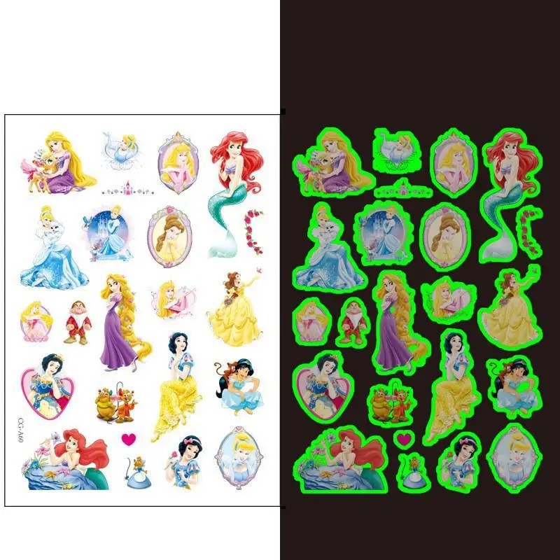 Frozen Anna Luminous Tattoo Sticker Disney Princess Children Arm Face