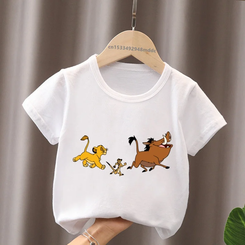 Hot Sale Lion King Simba and Nala Mufasa Print Kids T-Shirts Girls Clothes Baby Boys Short Sleeve T shirt Summer Children Tops 5