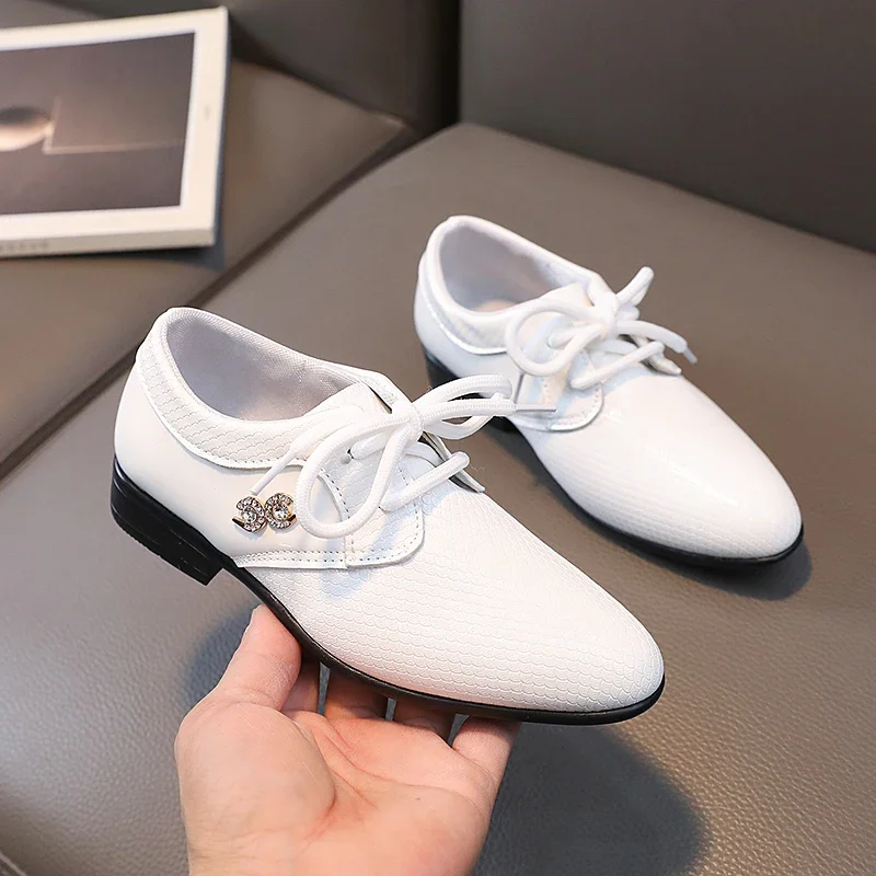 Boy Pointed Leather Shoes Children British Students Leisure Size 21-36