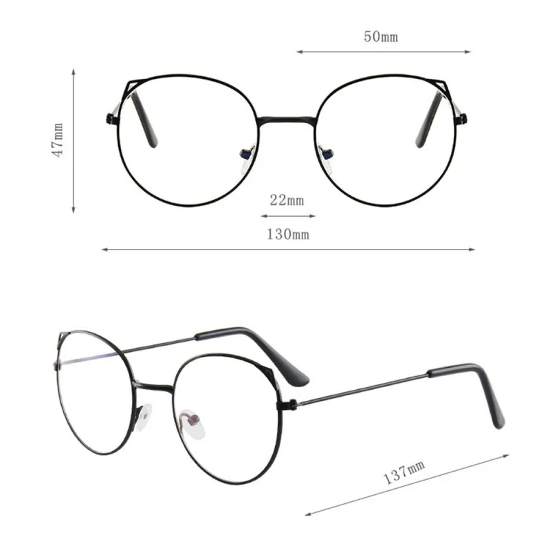 KLASSNUM Kids Cute Anti-blue Light Glasses Cat Ear Metal Frame Transparent Round Eyepiece Children Girls Boy Flat Mirror Glasses anti blue light glasses